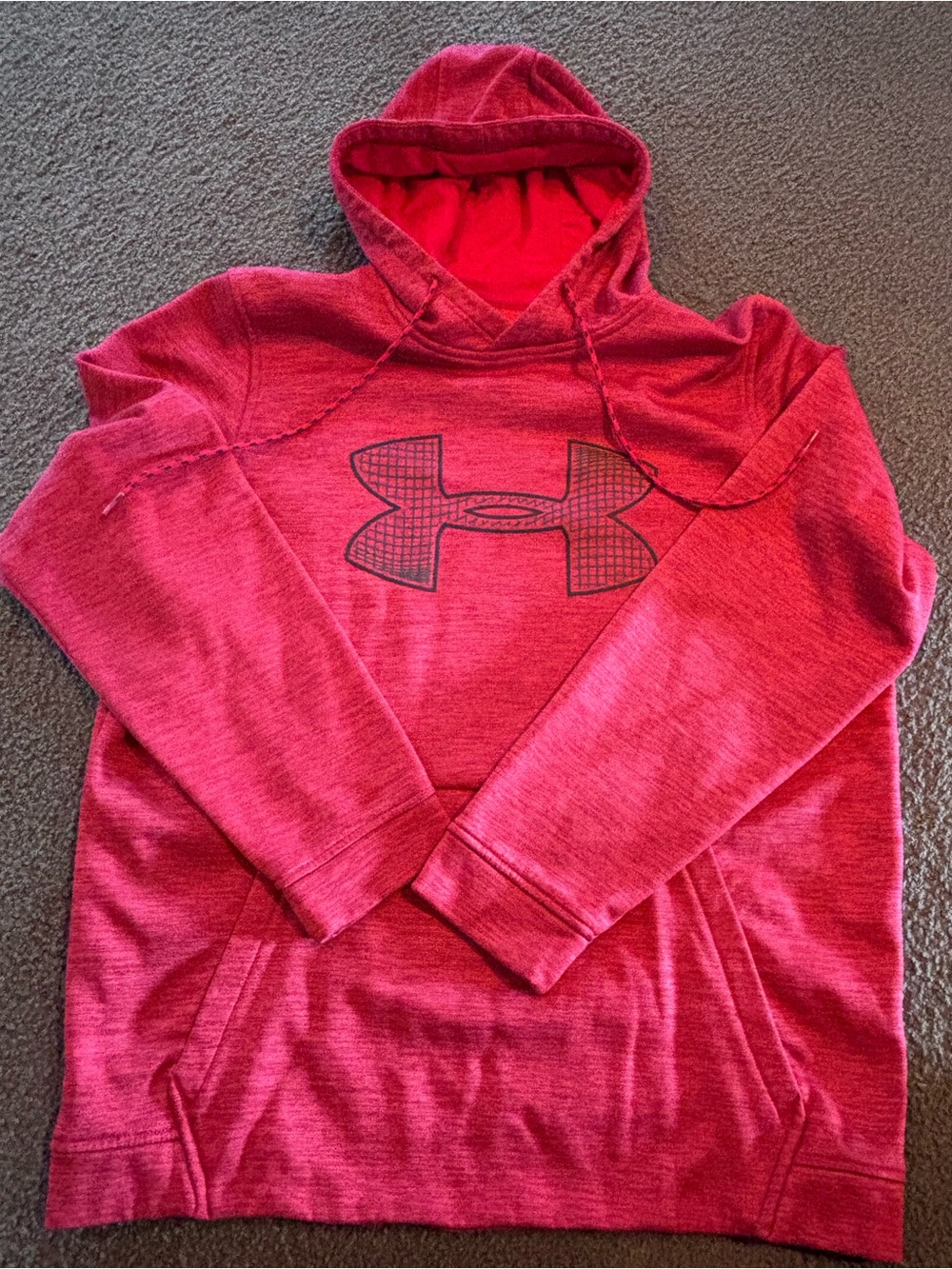 Under Armour Men's Heather Red Crewneck Hoodie with Logo
